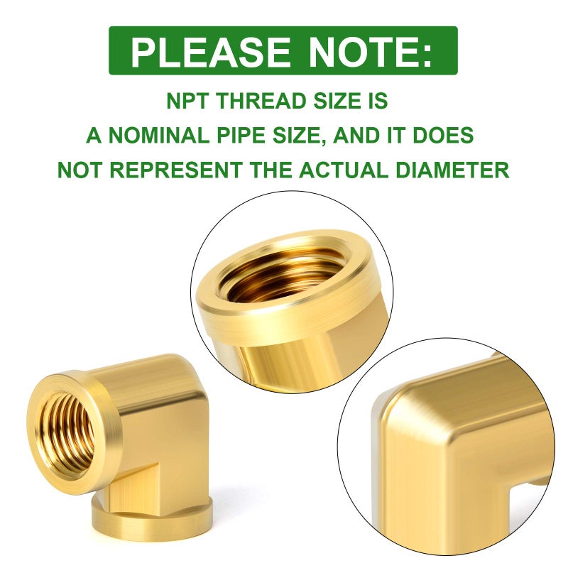 TAISHER 5pcs 90 Degree Barstock Street Elbow, 1/4 Inch NPT Female Pipe to 1/4 Inch NPT Female Brass Pipe Fitting - Image 3
